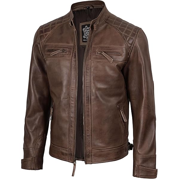 fjackets Real Lambskin Leather Jackets — Moto Quilted Cafe Racer
